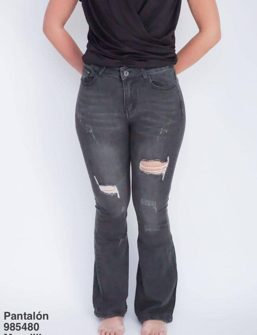 985480 Pantalón Mezclilla Negro - Mayoreo Calzado AndyROPA