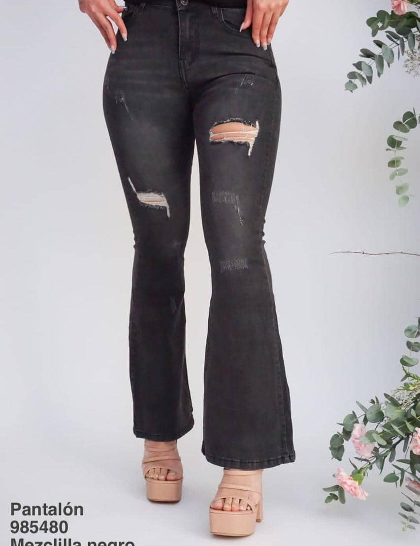 985480 Pantalón Mezclilla Negro - Mayoreo Calzado AndyROPA