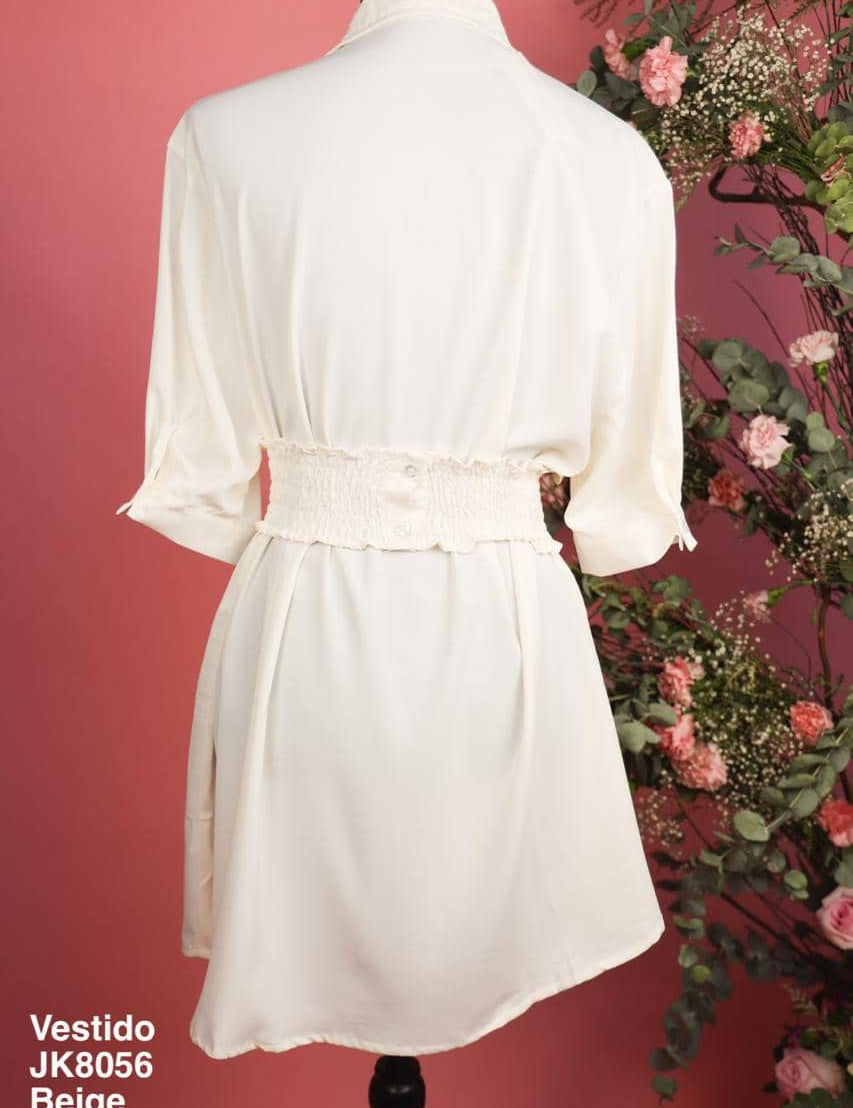 JK8056 Vestido Beige - Mayoreo Calzado AndyROPA