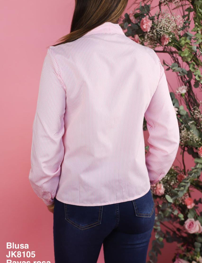 JK8105 Blusa Rayas Rosa - Mayoreo Calzado AndyROPA