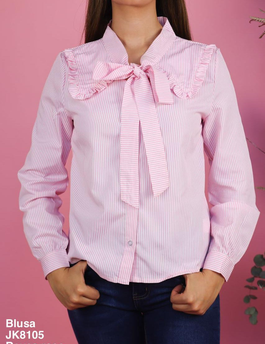 JK8105 Blusa Rayas Rosa - Mayoreo Calzado AndyROPA