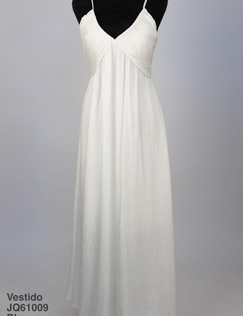 JQ61009 Vestido Blanco - Mayoreo Calzado AndyROPA