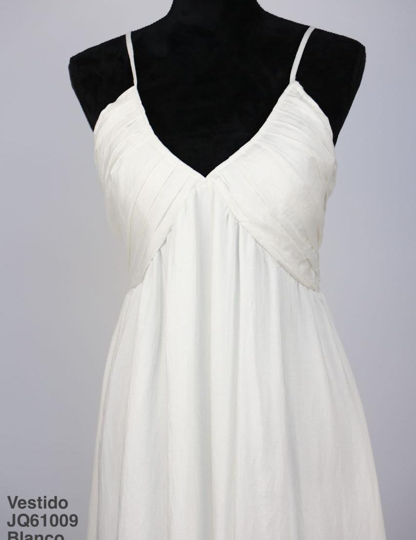 JQ61009 Vestido Blanco - Mayoreo Calzado AndyROPA