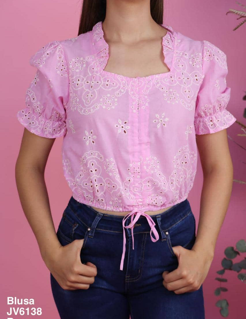 JV6138 Blusa Rosa - Mayoreo Calzado AndyROPA