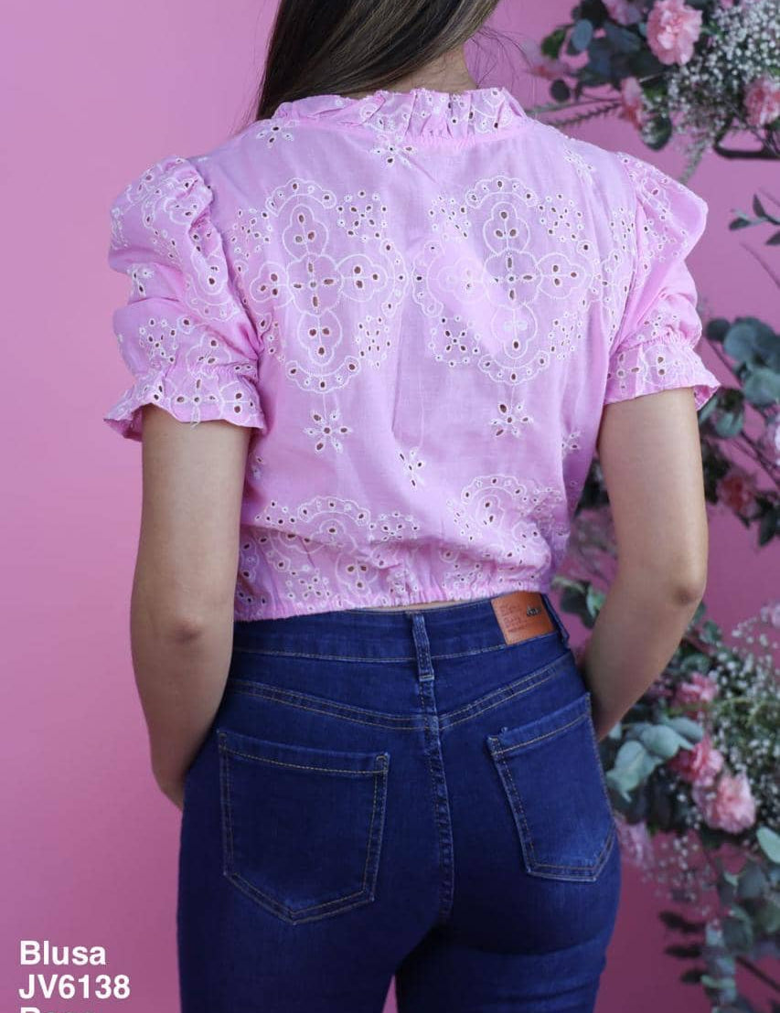 JV6138 Blusa Rosa - Mayoreo Calzado AndyROPA